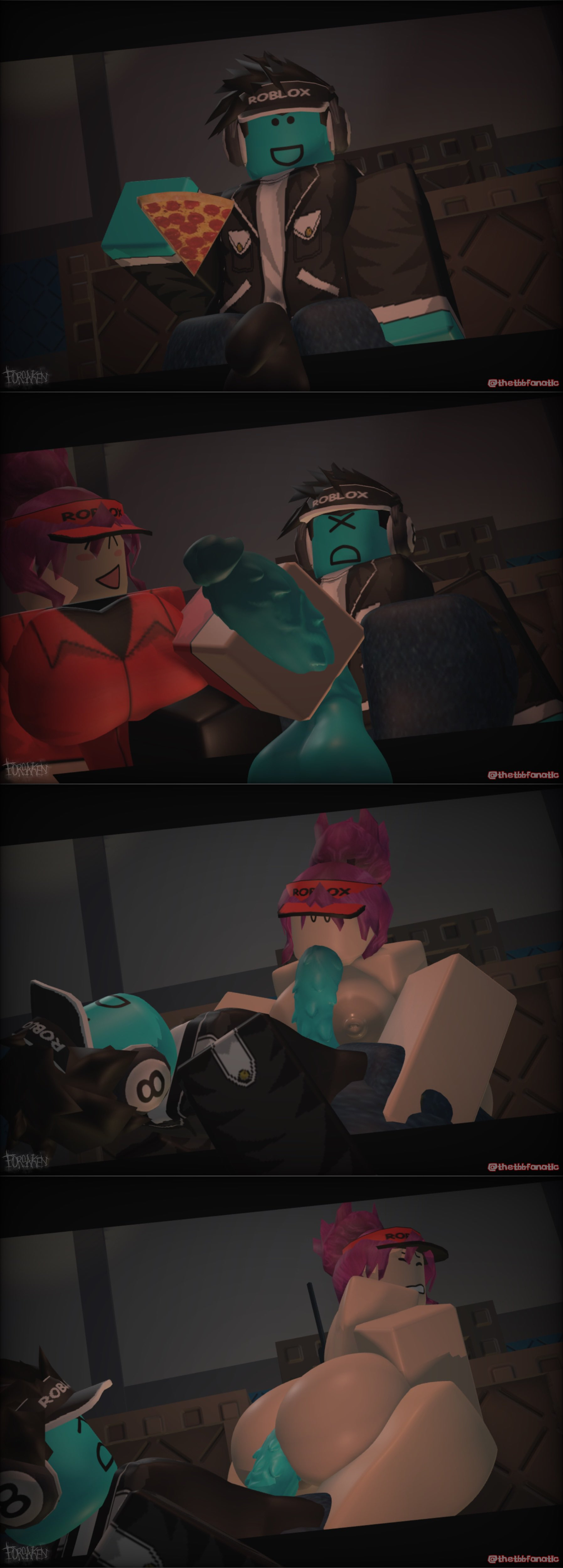 :d, 1boy, 1boy1girl, 1girl, 1girl1boy, 1girls, 3d, 3d model, 3d render, big breasts, black hair, black jacket, blowjob, blowjob face, blue skin, blue skinned male, boobs, breasts, closing eyes, comic, comic panel, comic strip, cringing, dued1, dx face, female, female focus, forsaken (roblox), grimace, hand on penis, handjob, handjob over clothes, head tilted back, headphones, huge breasts, jeans, large breasts, naked female, naked female clothed male, nude female, nude female clothed male, oral, paizuri blowjob combination, pink hair, pizza, pizza delivery, pizza girl, pleasured face, red uniform, reverse cowgirl position, riding, riding penis, roblox, roblox avatar, roblox developer, roblox game, robloxian, sucking, sucking penis, tagme (character), tbbfanatic, tits, visor cap, work at a pizza place
