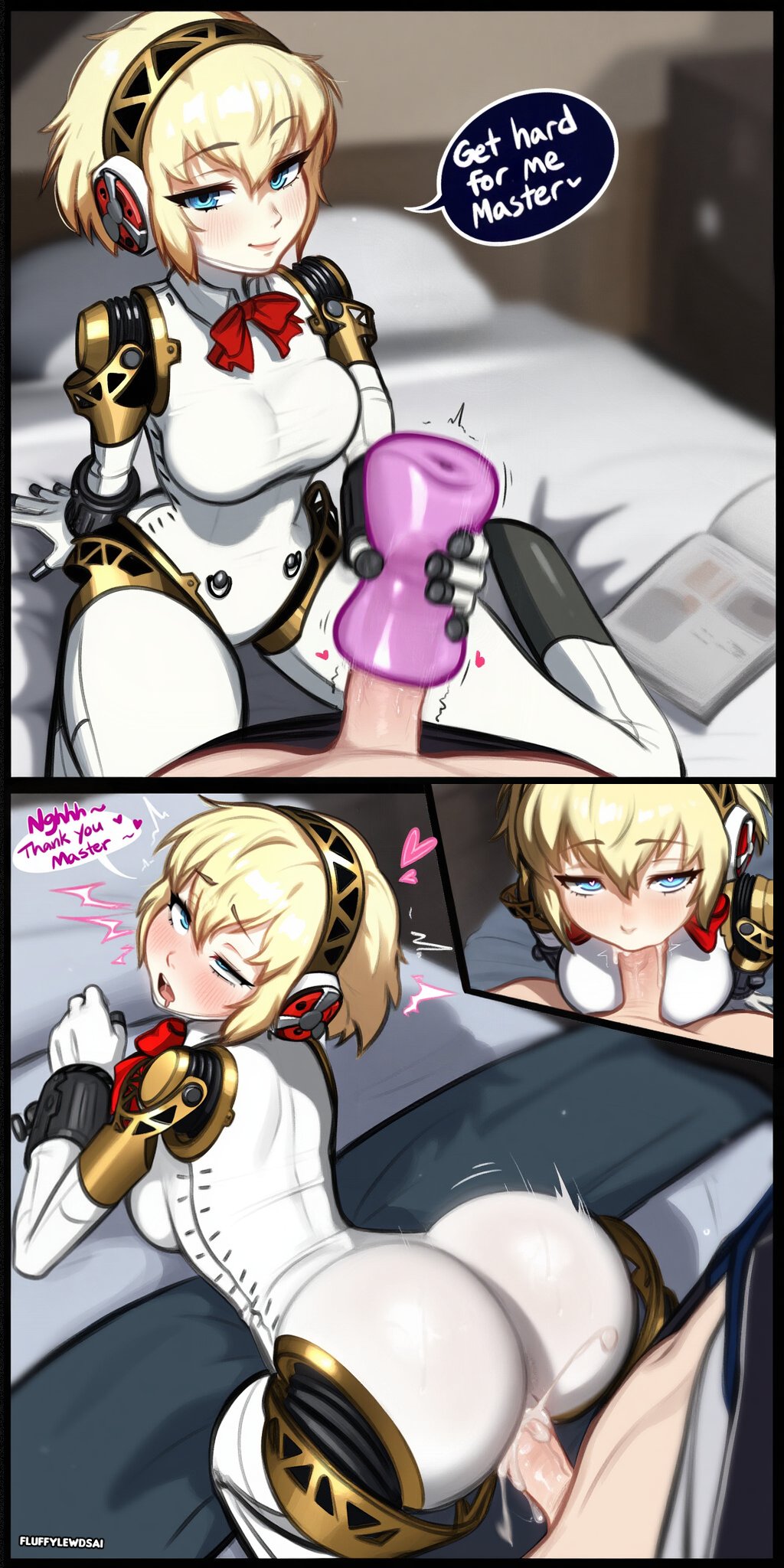 aigis_(persona) anus artist_name big_ass big_breasts big_penis blush bouncing_ass bubble_butt climax cock_sleeve cum cum_in_mouth cum_in_pussy cum_inside deep_penetration deepthroat drooling english_text eyes_rolling_back fellatio filled_to_the_brim fluffylewdsai fucked_silly heart jiggle jiggling_ass looking_back makoto_yuki megami_tensei mostly_nude motion_lines orgasm orgasm_face pants_down persona persona_3 persona_3_reload pleasure_face pocket_pussy robot_girl shirt_lift stroking_penis talking_to_partner thrusting thrusting_hard thrusting_into_pussy twitching_penis vaginal_penetration