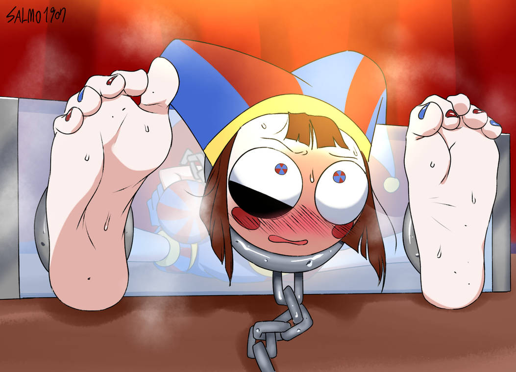 ass, big ass, feet, female, foot fetish, pomni, pomni (the amazing digital circus), restrained, salmobaliki, soles, tagme, the amazing digital circus