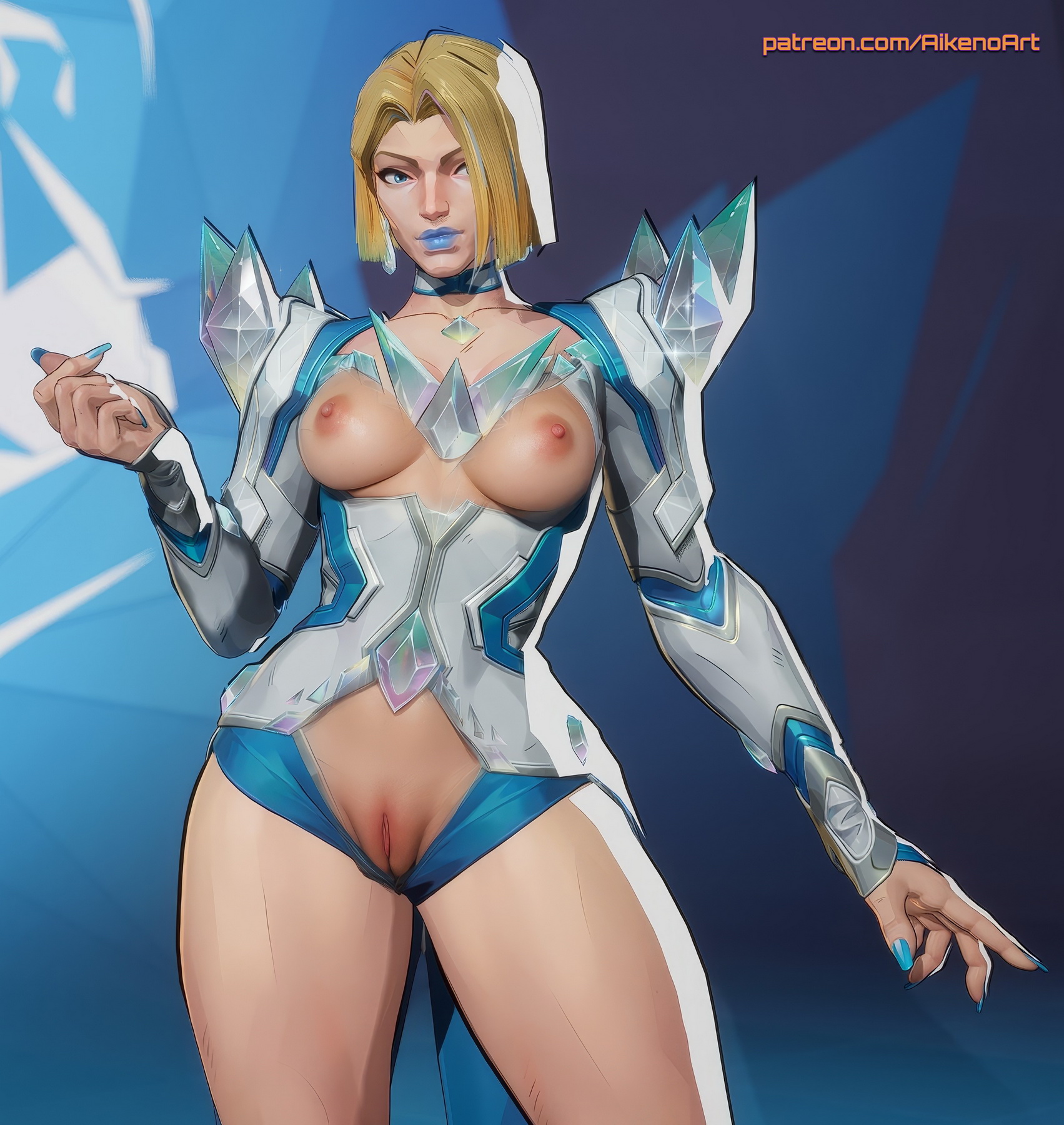 1girls, 2025, 3d, 3d (artwork), ai assisted, ai generated, aikenoart, ass, big ass, big breasts, big thighs, blonde female, blonde hair, blue lipstick, blue nails, bob cut, breasts, caucasian, caucasian female, emma frost, emma frost (marvel rivals), female, female focus, female only looking down, highres, light skin, light-skinned female, marvel, marvel comics, marvel rivals, pale skin, pale-skinned female, pasties, solo female, solo focus, thick legs, thick thighs, thighs