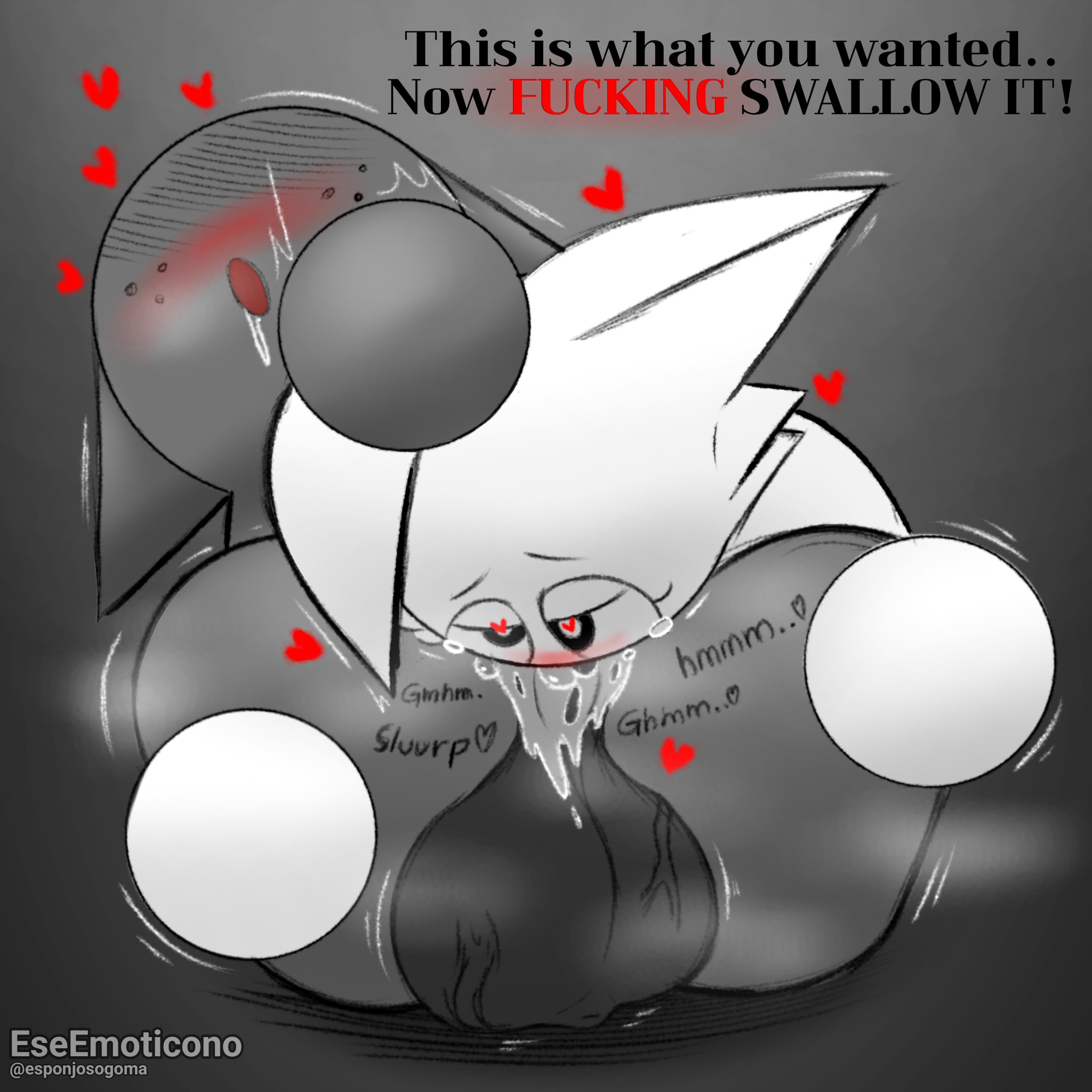 1boy, 1girls, big penis, blowjob, cat ears, chibi, cum, cum in mouth, eseemoticono, female, floating hands, furry, gray (sprunki), heart-shaped pupils, incredibox mod, male, penis, pleasure face, profanity, sprunki, sucking, sucking penis, wenda (sprunki), what