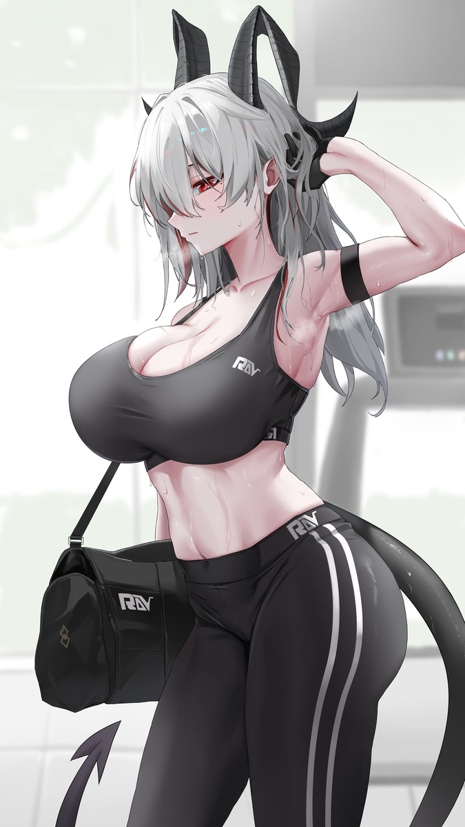 big breasts, breasts, disjoy, female, gym clothes, wuthering waves, zani (wuthering waves)