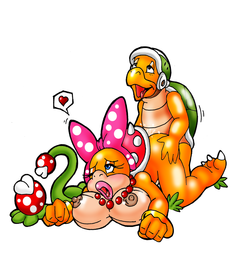 1boy 1girls bedroom_eyes big_ass big_butt bimbo bow bracelet breasts claws cricket-inc eyelashes female from_behind hammer_bros. heart koopa koopalings lipstick lordstevie male mario_(series) necklace nintendo nipples panting pearl_necklace piranha_plant polka_dots sex shell spiked_shell spikes straight_hair wendy_o._koopa white_background