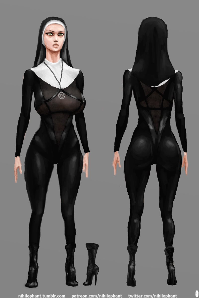 female full-length_portrait full_length model_sheet nihilophant nun solo standing