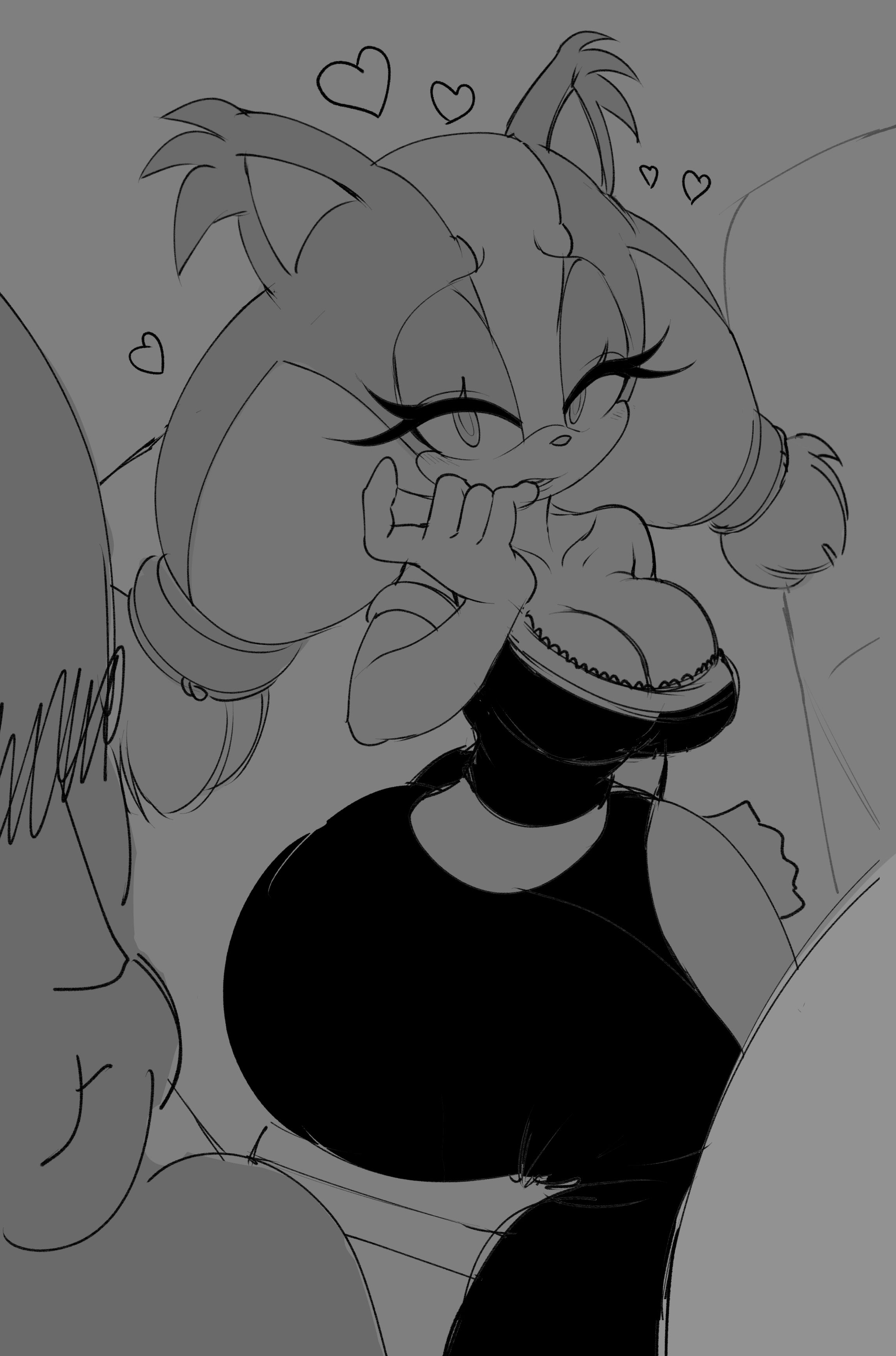 artist request, bedroom eyes, big ass, big thighs, bitting finger, fat ass, lady sticks, lustful gaze, mekatomico, sitting, sonic (series), sonic boom, sonic the hedgehog (series), sticks the badger, sticks' finger bite (meme), thick thighs