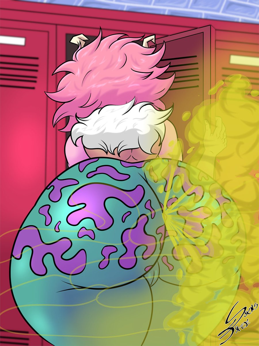 1girls ashido_mina ass ass_focus big_ass bubble_butt cameltoe clothing dat_ass fart fart_cloud fart_fetish fat_ass female female_only hallway hero_outfit_(mha) huge_ass indoors large_ass locker mina_ashido my_hero_academia pink_hair pink_skin png sansface solo thick_ass thick_thighs wide_hips