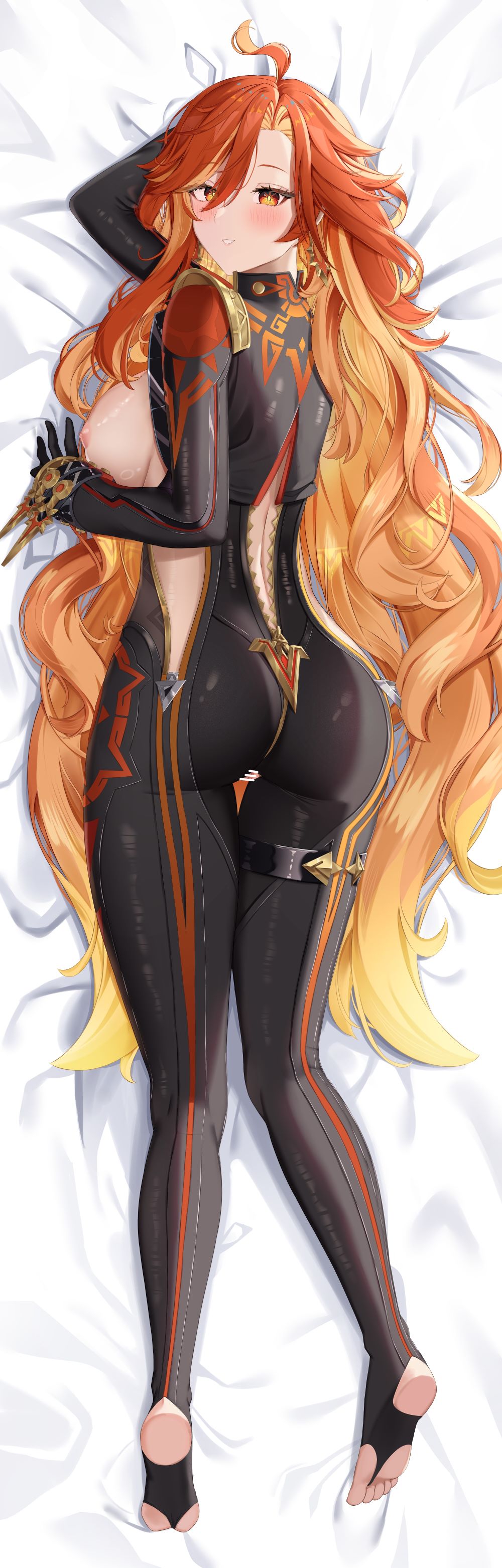 1girls, artist request, ass, big ass, breasts, female, genshin impact, mavuika (genshin impact), nipples, nude, nude female, tagme