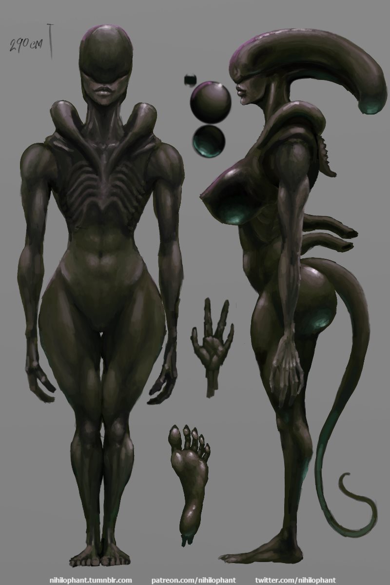 alien alien_(franchise) female female_xenomorph feral_only model_sheet nihilophant xenomorph