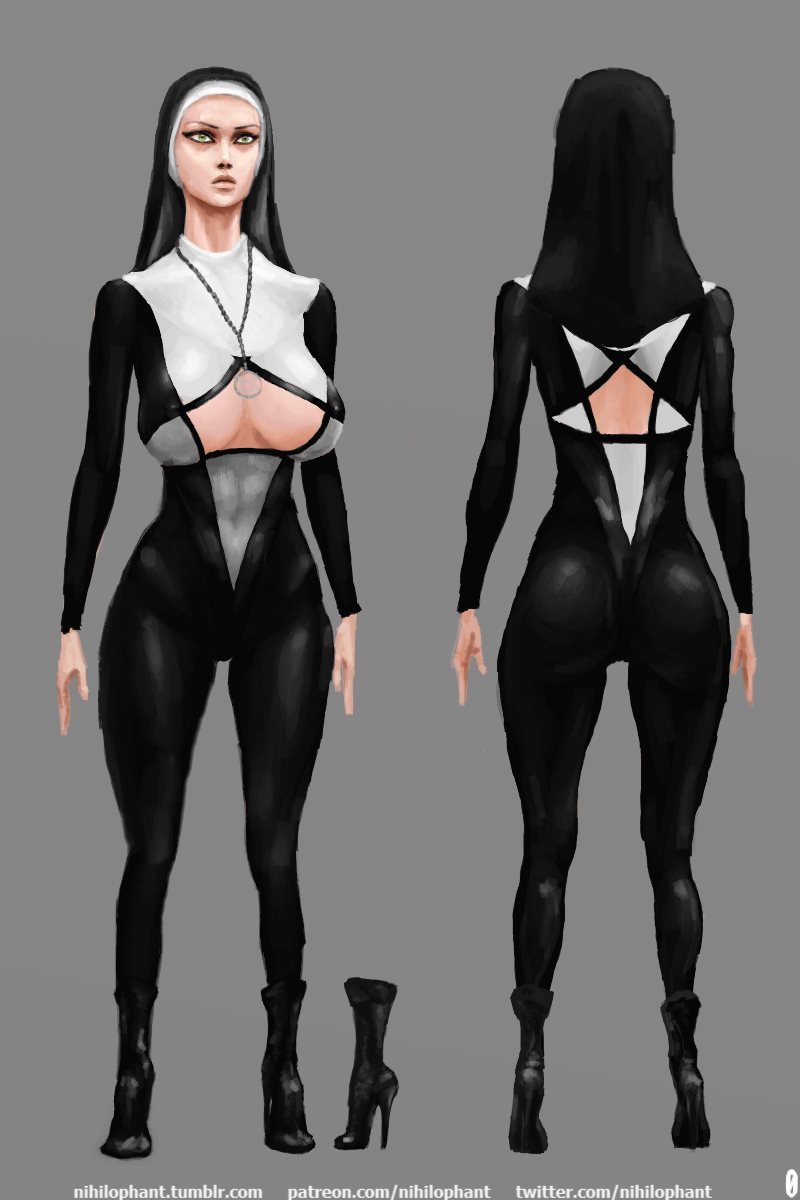 female full-length_portrait full_length model_sheet nihilophant nun solo standing