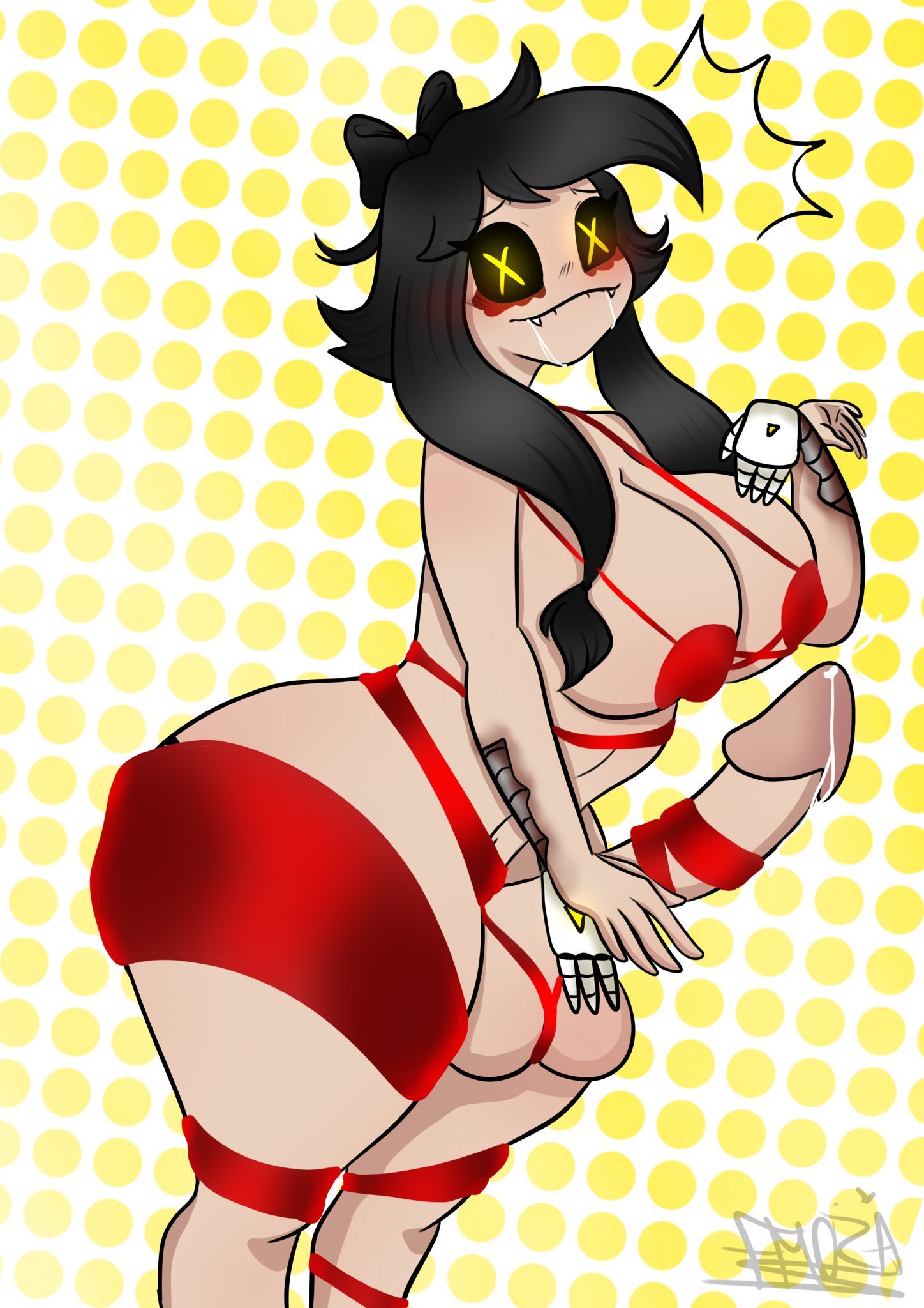 alternate_version_available big big_ass breasts cyn_(murder_drones) cyntessa_(murder_drones) darkxmoza_off futa_only futanari glitch_productions intersex murder_drones ribbons wide_hips