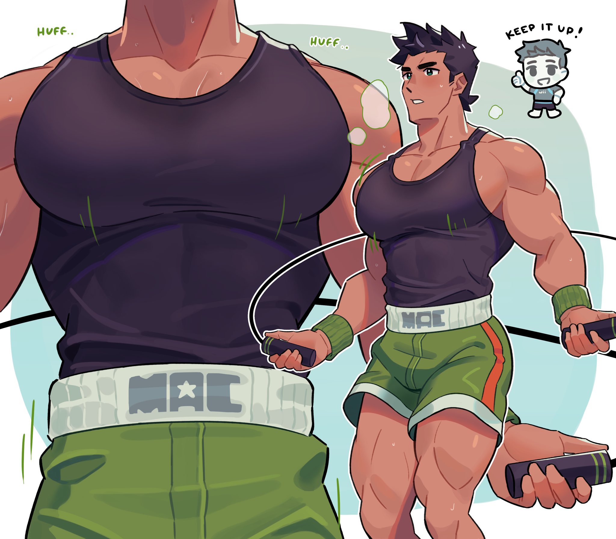 awooga, bara, big breasts, big pecs, breasts, busty, daddy milkers, gay, gooning, jumping rope, little mac, male, male only, men only, milkiato, muscular, muscular male, nintendo, punch-out!!, video games, yaoi