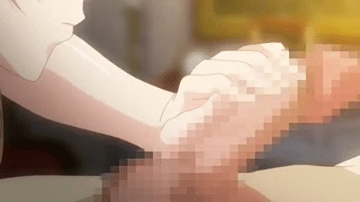 1boy 1girls animated brown_hair censored female handjob licking licking_balls licking_testicles long_hair male niku_mesu_r30 penis purple_eyes suzuka_(niku_mesu_r30) testicles