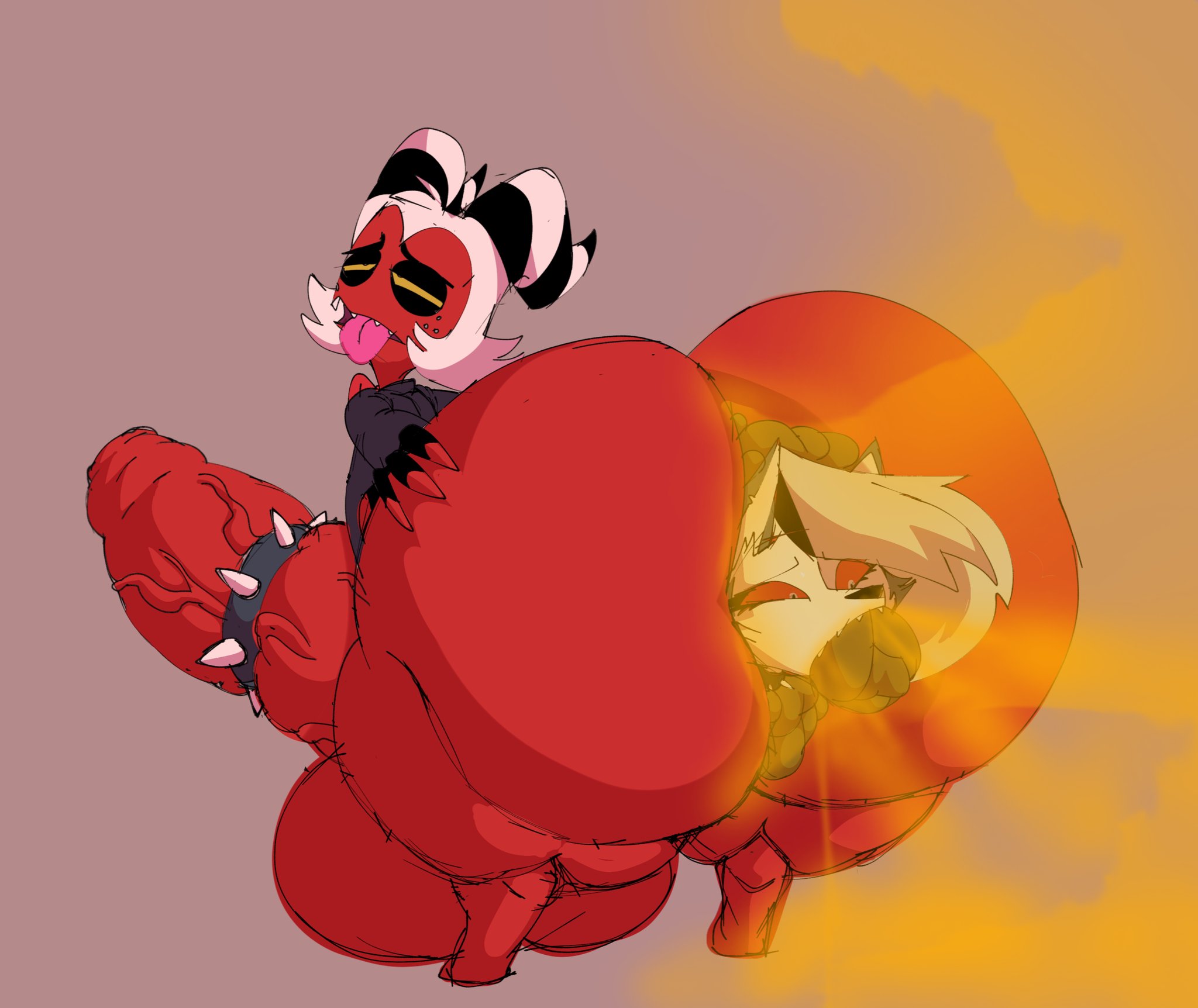 1boy, 1girls, all the way through scat, anal vore, anthro, ass, balls, fart, fart cloud, farting, farting in face, farting on another, farting on face, female, femboy, full mouth, hellhound, helluva boss, huge ass, huge balls, huge butt, huge cock, hyper feces, hyper scat, inside ass, loona (helluva boss), male, male fart, moxxie (helluva boss), mrwastemaster, mrwastemaster1, penis, scat, shit, tongue, tongue out, vore, wolf, wolf girl