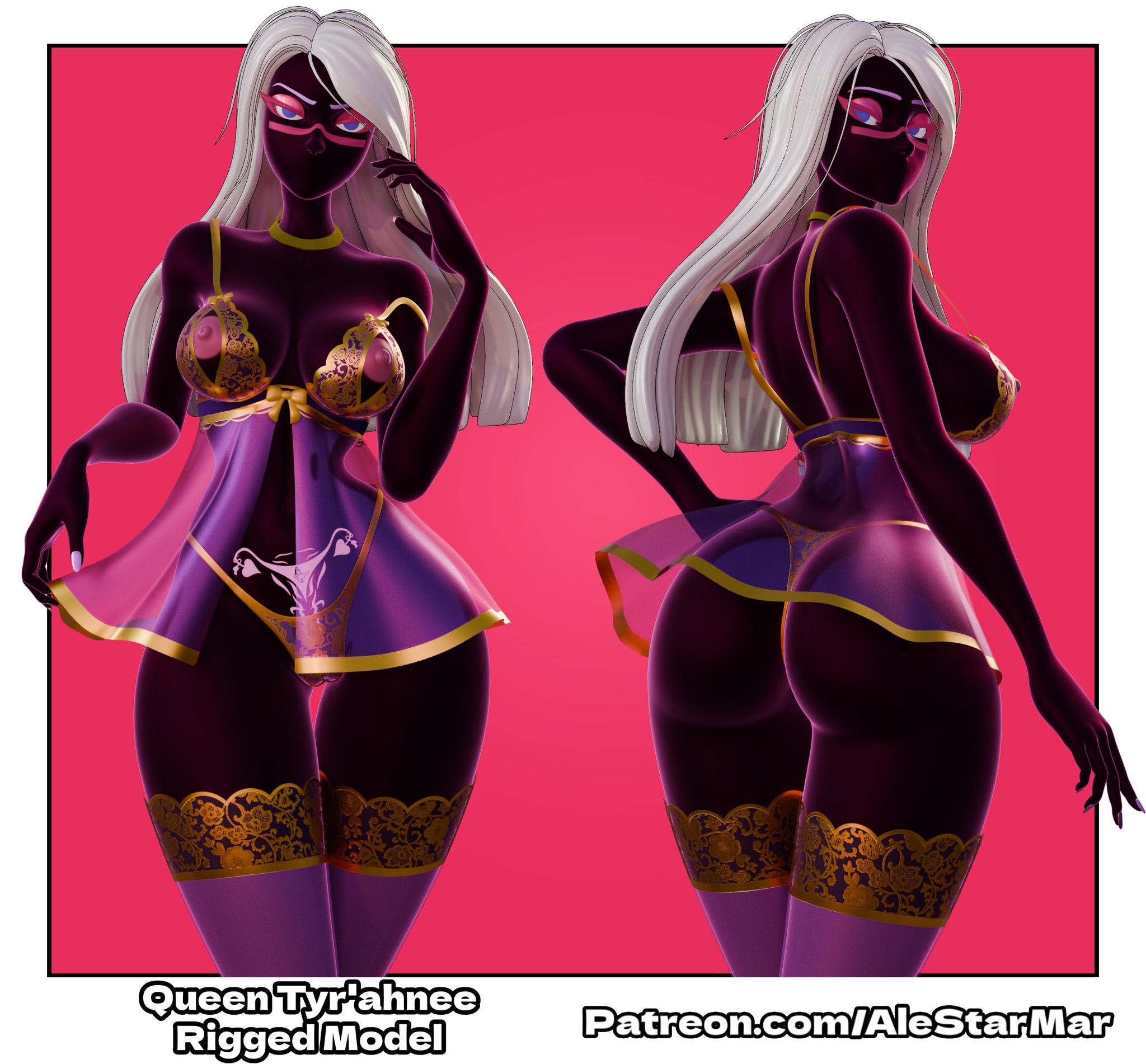 1girls, 3d, 3d (artwork), 3d model, alestarmar, ass, big ass, big breasts, big thighs, black body, black skin, black-skinned female, breasts, bust, busty, curvaceous, curvy, curvy figure, dark skin, dark-skinned female, digital media (artwork), duck dodgers, female, hips, huge ass, huge breasts, huge thighs, large ass, large breasts, large thighs, looney tunes, martian, martian (duck dodgers), mature, mature female, queen, queen tyr'ahnee, royalty, slim waist, thick, thick hips, thick legs, thick thighs, thighs, voluptuous, waist, warner brothers, wide hips