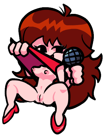 animated, auburn hair, breasts, cum, cum on body, cum on breasts, cum on face, edit, female, flashing, friday night funkin, girlfriend (friday night funkin), hev (art4henry), high heels, legs spread, legs up, lulufu, microphone, no bra, no panties, pussy, sitting, solo, spread legs
