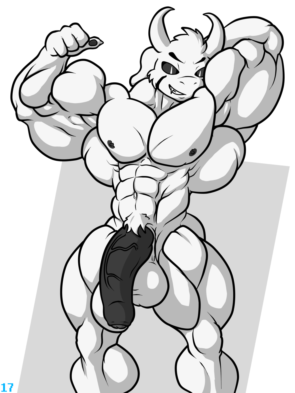 1boy 2d abs anthro anthro_male anthro_only asriel_dreemurr balls bara biceps big_balls big_muscles big_penis black_eyes black_penis boss_monster caprine flexing flxing fur furry furry_male furry_only goat god_of_hyperdeath horn humanoid humanoid_male humanoid_only male male_only mammal mammal_humanoid muscular muscular_male navel nipples nude pecs penis pose pubes smile solo stx70 undertale undertale_(series) vein video_games white_fur