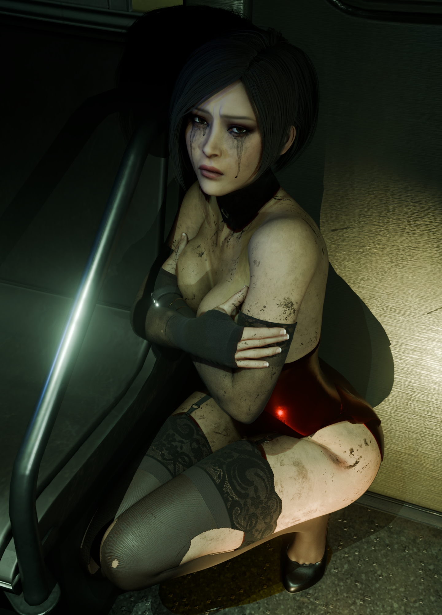1girls, 2025, 3d, ada wong, ada wong (adriana), alternate breast size, alternate version available, big breasts, biohazard, breasts, covering, covering breasts, dirty, dirty body, female, female only, full body, functionally nude, gs ragnarokkr, heroine, heroine in trouble, high heels, ilovew1dowmaker, image set, indoors, looking at viewer, no visible genitalia, no visible nipples, nude, nude female, peeing, peeing on floor, resident evil, resident evil 2, resident evil 2 remake, resident evil 4, resident evil 4 remake, ruined makeup, running mascara, runny makeup, solo, subway train, tagme, train interior, urinating female, urination, urine, urine pool, urine puddle