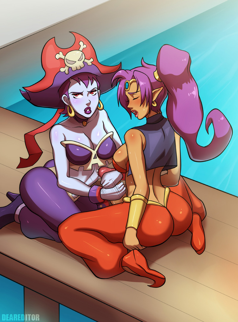 ass, big ass, big breasts, big penis, breasts, cleavage, deareditor, dickgirl, female, futanari, handjob, intersex, penis, risky boots, shantae, shantae (character), smooth skin, tsundere