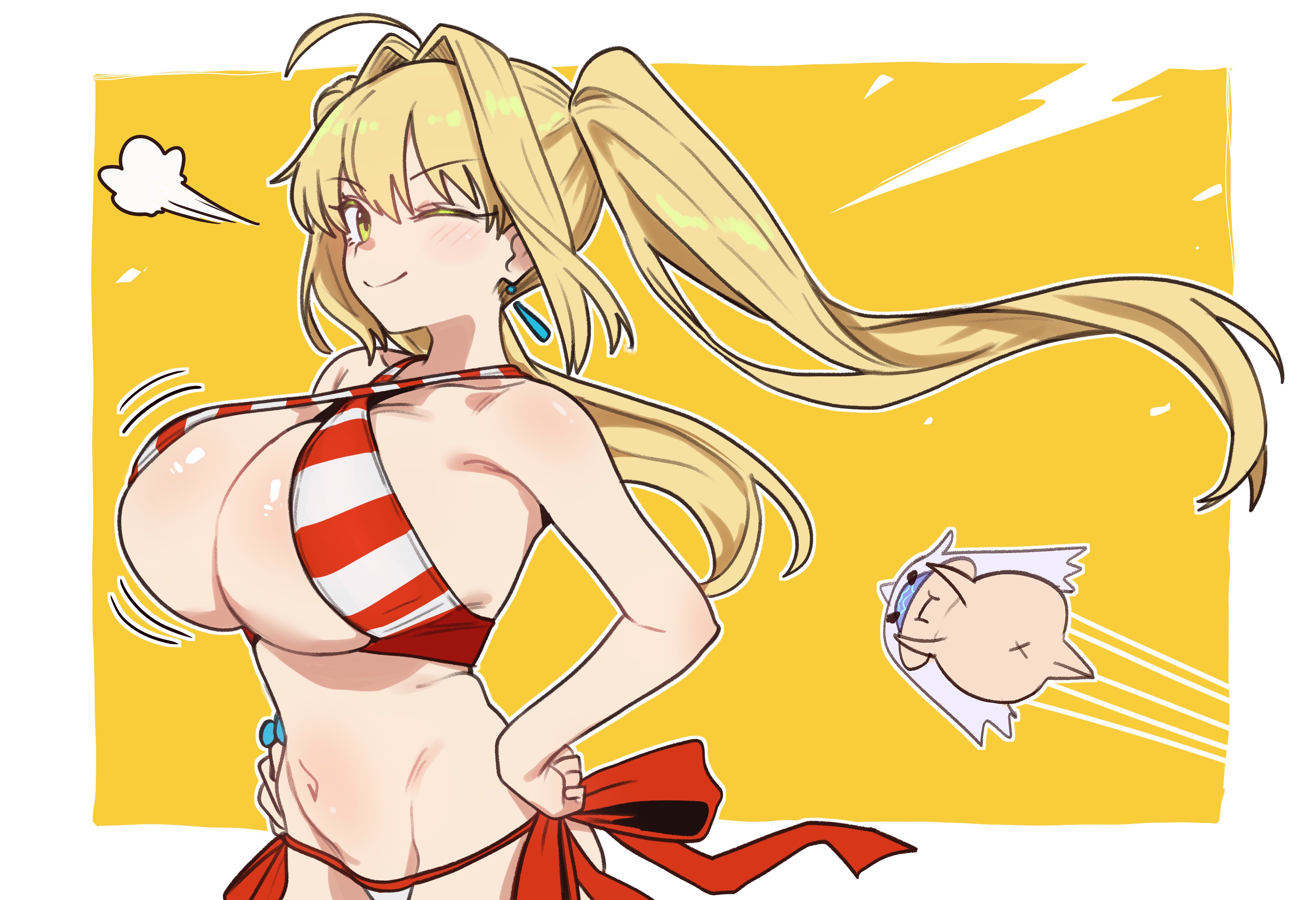 1girls, blonde hair, breasts, ebora, female, huge breasts, nero claudius (fate), tagme