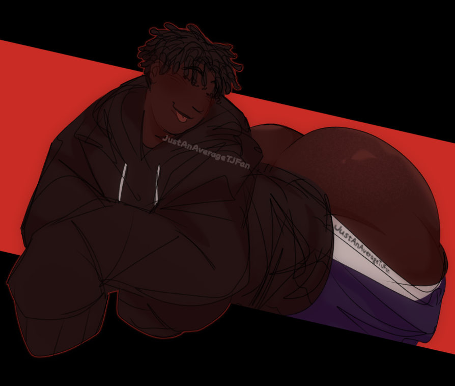 1boy artist_name ass ass_bigger_than_head ass_out big_ass big_ass_(male) big_butt big_thighs black_border black_hair black_hoodie blush border bottom_heavy bottom_heavy_femboy bottom_heavy_male boxers_(clothing) dark-skinned_femboy dark-skinned_male dark_hair dark_skin doodle_world dreadlocks fat_ass hoodie justanaveragetjfan large_ass large_butt large_thighs leaning_forward looking_at_viewer male male_only no_background no_visible_genitalia pants_down red_background roblox roblox_game robloxian self_upload short_hair smug smug_face solo solo_focus solo_male thick_ass thick_thighs tj_(doodle_world) tongue_out twink underwear_down watermark white_underwear