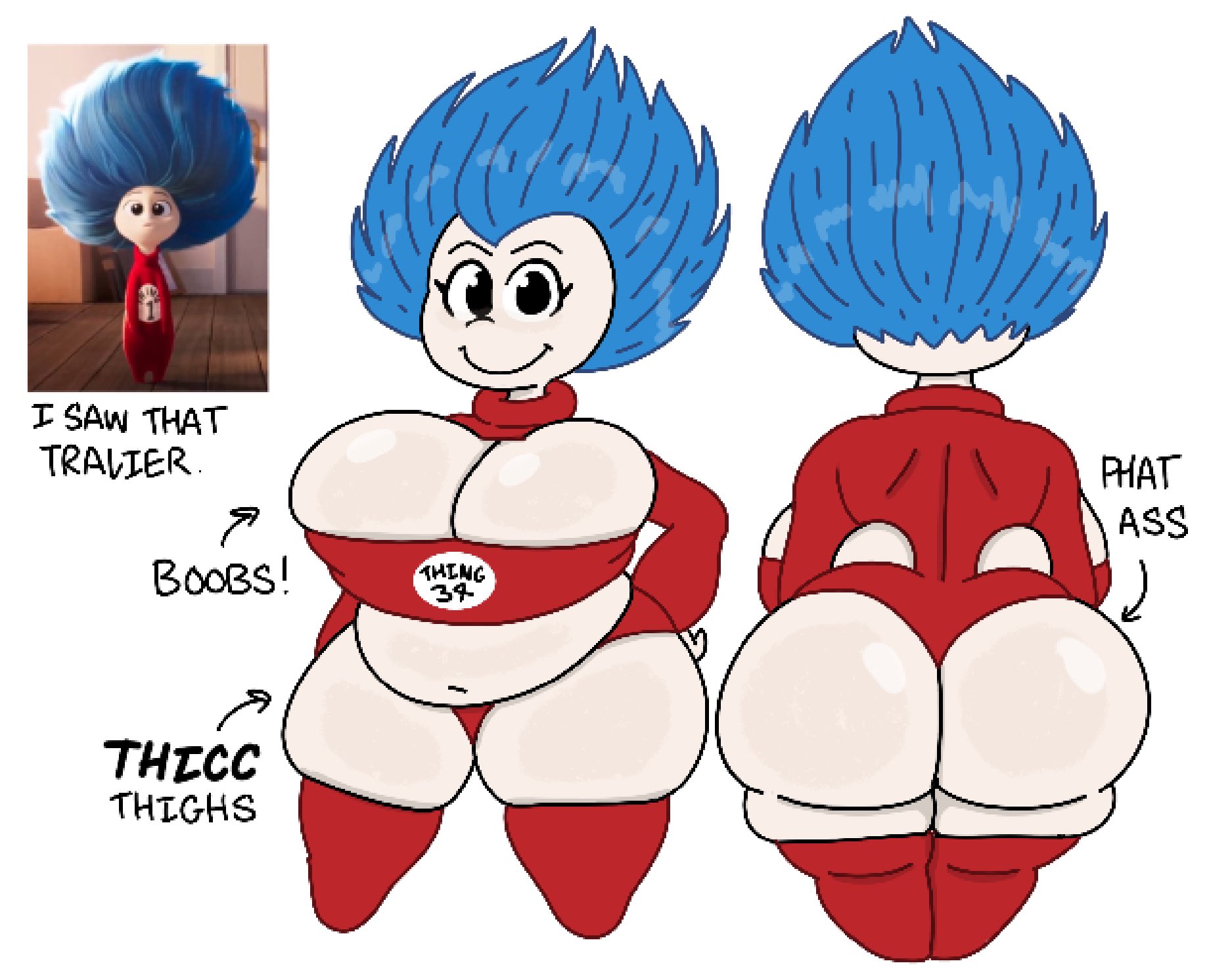a stern talking to, ass, big ass, big breasts, breasts, dr seuss, dr. seuss, female, the cat in the hat, the cat in the hat (2026), theslashfive, thing one, vegeta hairline, warner bros, warner bros. pictures, warner bros. pictures animation, warner brothers