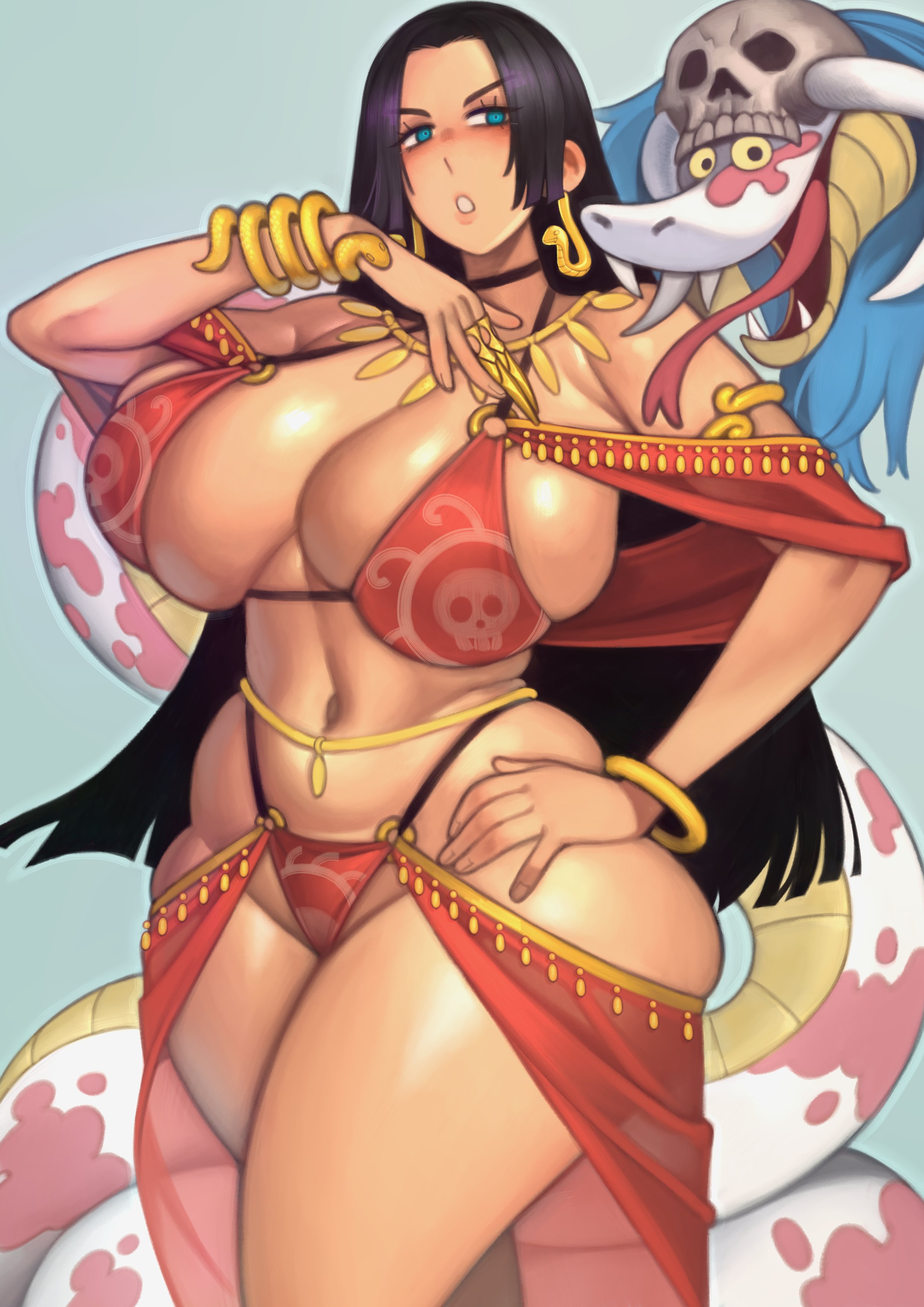 1girls, big breasts, black hair, black-haired female, boa hancock, breasts, clothing, female, female only, huge breasts, kelvin hiu, long hair, one piece