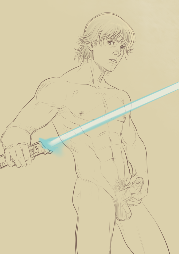 art holding_penis lightsaber luke_skywalker male male_only penis solo solo_male star_wars