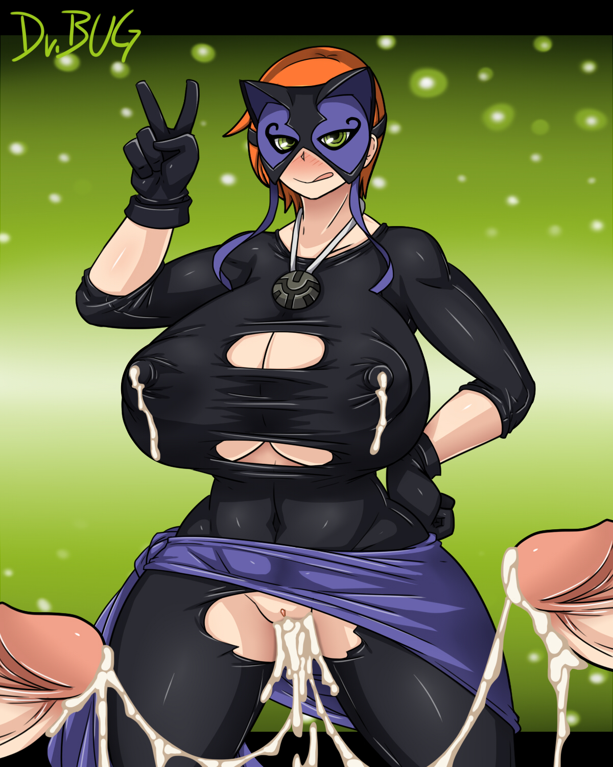 1girls, alternate version available, ben 10, ben 10 (classic), breasts, cameltoe, cleavage, cum, curvy, dr.bug, erect nipples, female, gigantic breasts, green eyes, gwen tennyson, gwen tennyson (classic), huge areolae, lucky girl, male, nipples, orange hair, penis, puffy nipples, pussy, red hair, short hair, voluptuous, wide hips