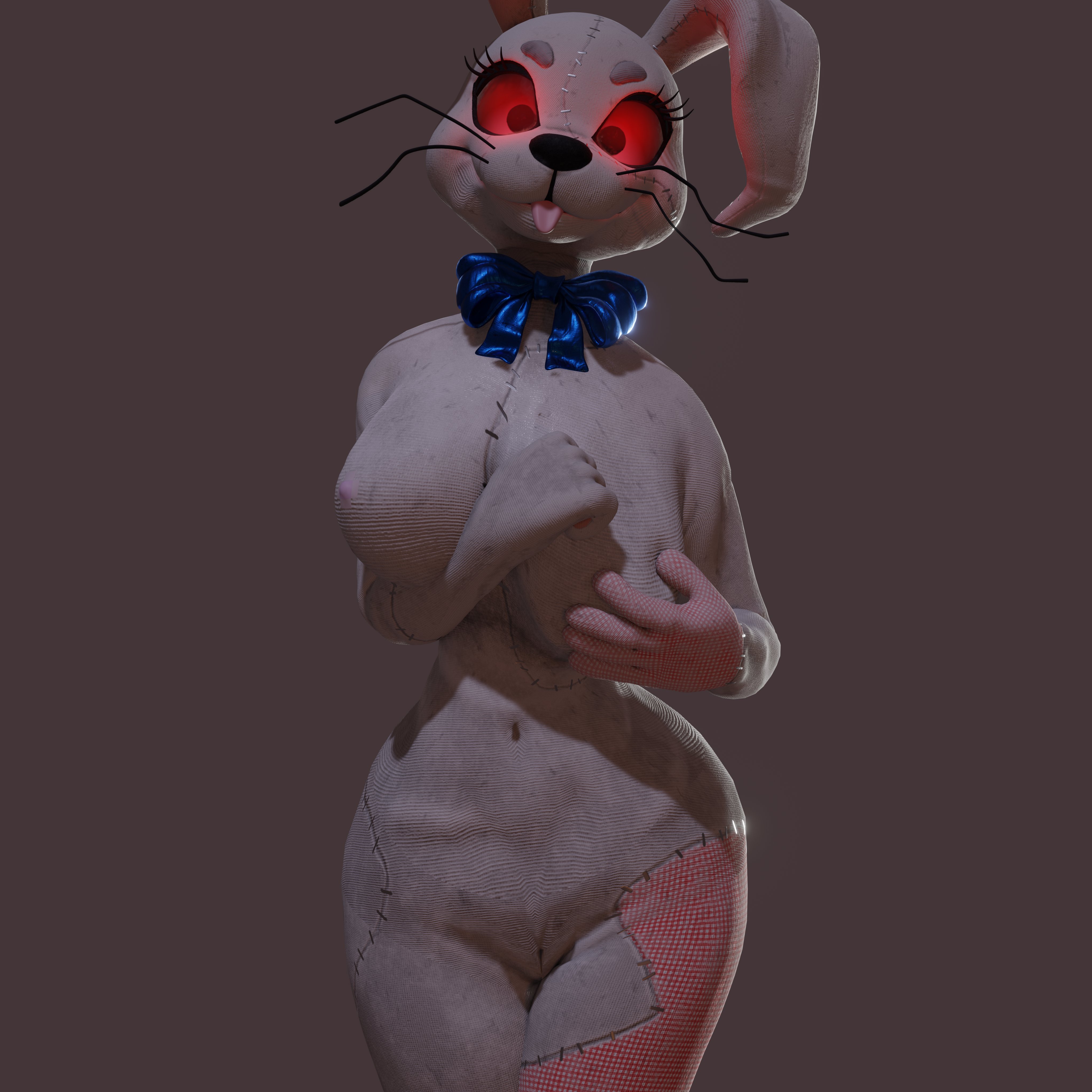 3d, big breasts, breasts, bunny ears, bunnysuit, female, five nights at freddy's, five nights at freddy's: security breach, groping, groping breasts, looking at viewer, solo, vanny (coolioart), vanny (fnaf), wide hips