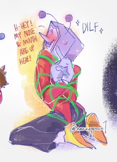 2025, bondage, deltarune, deltarune chapter 3, low res, lowres, male, male only, pointy nose, restrained, tenna (deltarune), tied, tied hands, tied up, tv, tv head