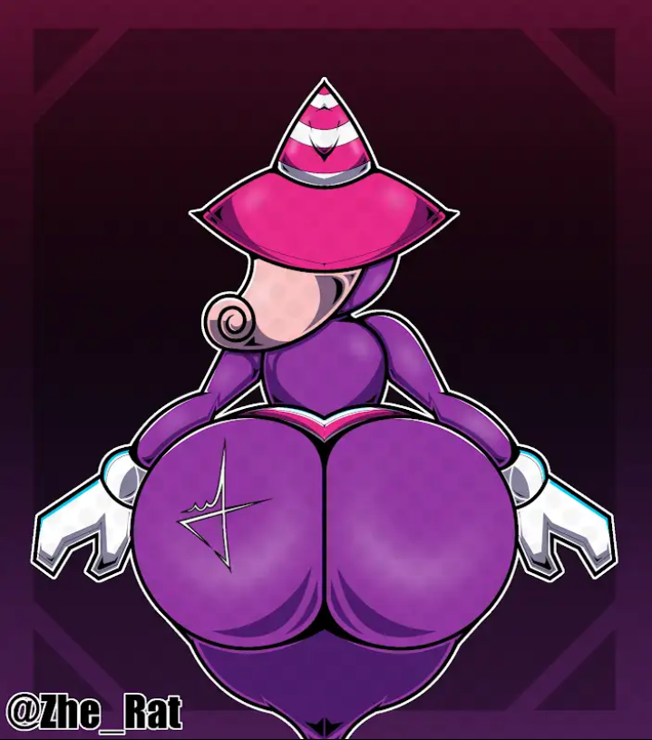 1girls, ass, ass focus, back view, barely clothed, big ass, bubble ass, bubble butt, butt, exposed ass, fat ass, female, female focus, female only, gloves, huge ass, huge butt, mario (series), nintendo, paper mario, purple body, solo, solo female, solo focus, trans woman, transfem, vivian (paper mario), witch hat, woman, zhe rat