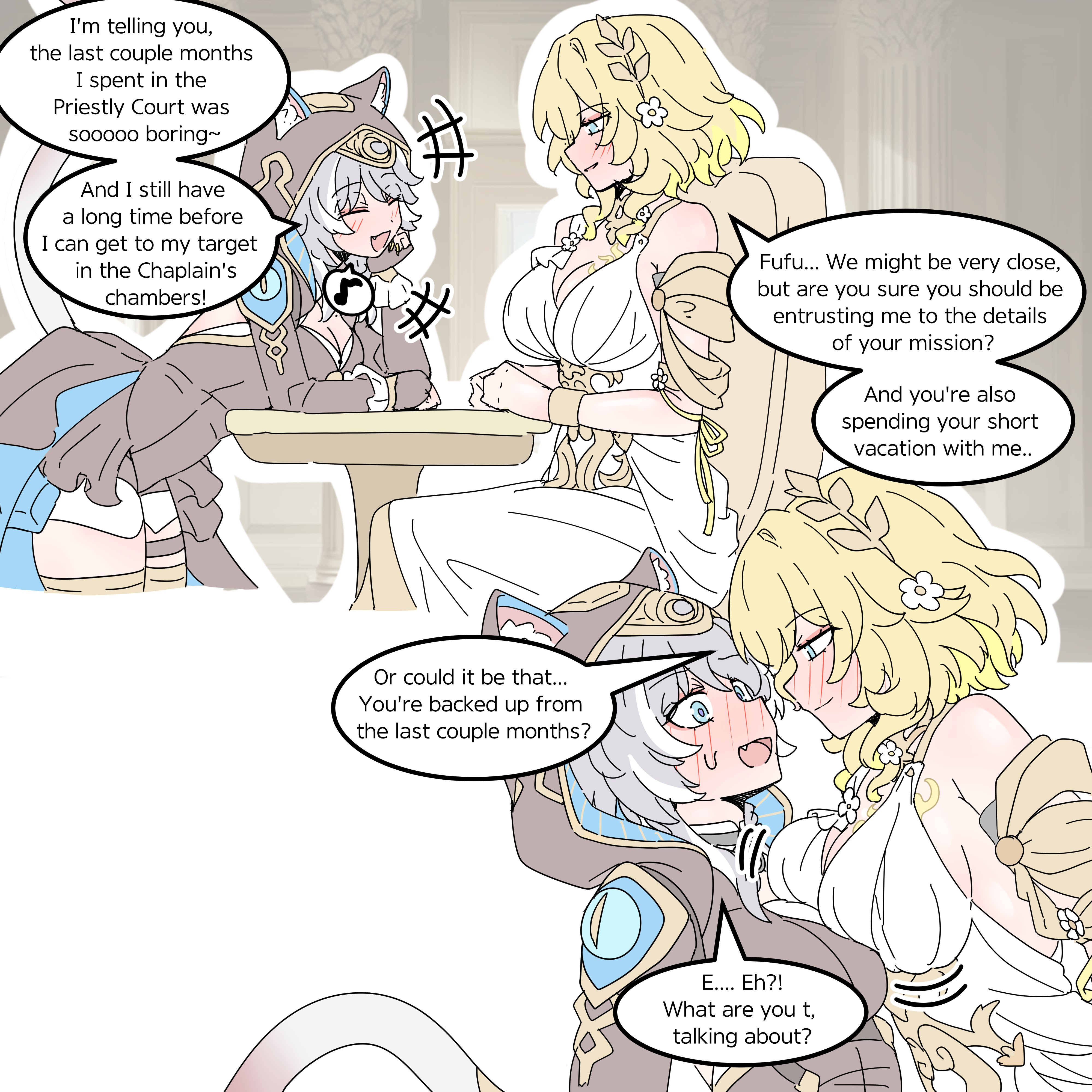 1futa, 1girls, 2girls, aglaea (honkai: star rail), cipher (honkai: star rail), female, futanari, honkai (series), honkai: star rail, hoyoverse, intersex, mihoyo, physisyoon, text