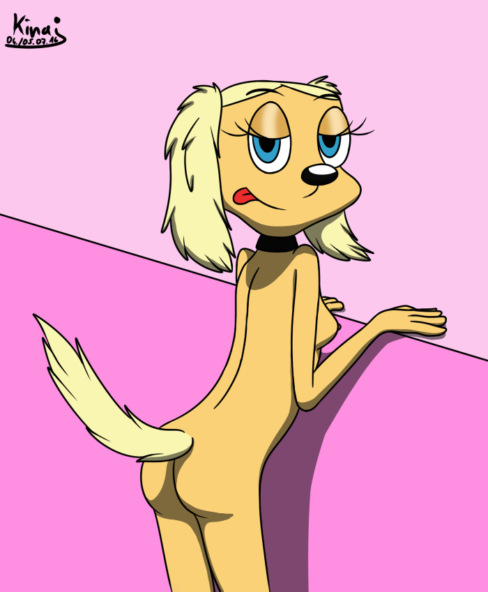 anthro ass brandy_&_mr_whiskers brandy_harrington breasts canine collar disney disney_channel female kinaj mammal nipples nude pose solo toon_disney