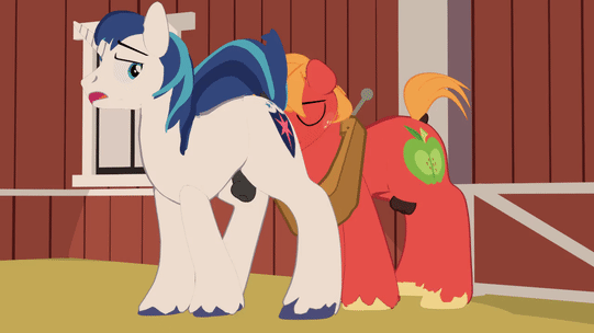 3d, anal, animal genitalia, animated, big macintosh (mlp), duo, equine, feral, feral on feral, friendship is magic, gay, horn, horse, loop, male, male only, mammal, my little pony, oral, penis, rimming, sex, sheath, shining armor (mlp), sidekick, unicorn, yaoi