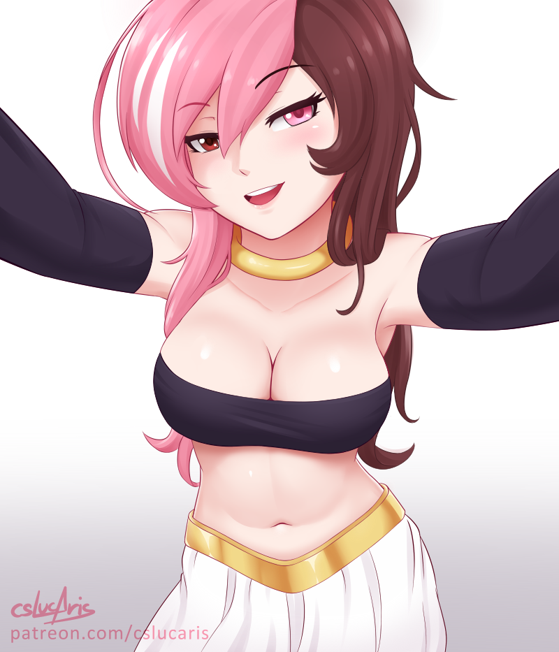 android_21 android_21_(cosplay) big_breasts breasts cleavage cosplay cslucaris dragon_ball dragon_ball_fighterz female large_breasts looking_at_viewer neo_(rwby) rwby solo