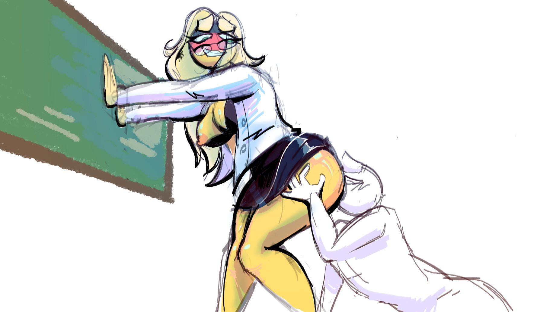 1boy, 1girls, anilingus, anon, big breasts, black skirt, breasts, breasts out, countryhumans, countryhumans girl, cry crystally, exposed ass, female, germany (countryhumans), glasses, italy (countryhumans), licking ass, male, milf, mommy, teacher female, teacher outfit, thick thighs, thighs, white shirt