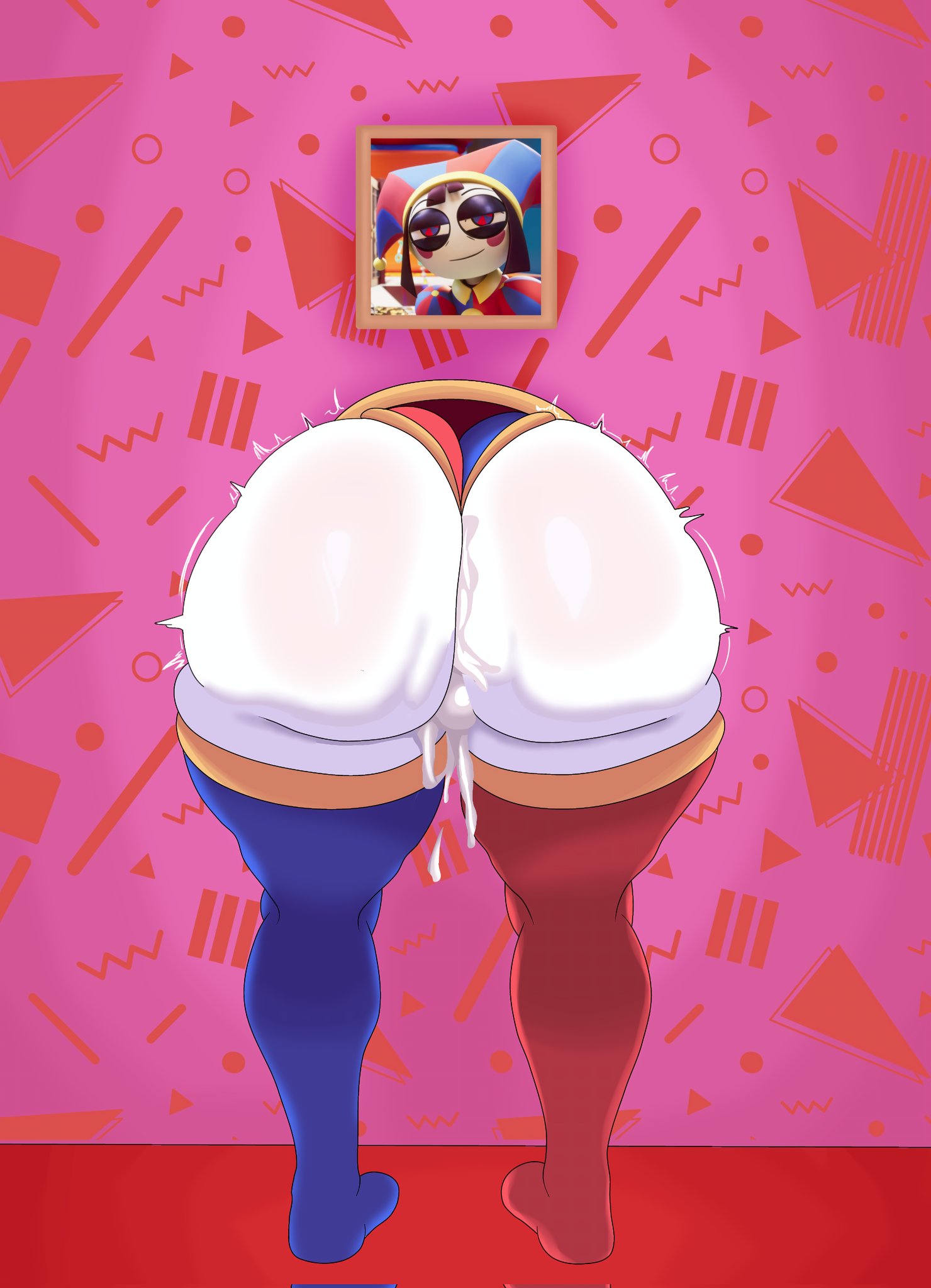 1girls, ass, ass focus, big ass, cum, cum inside, from behind, glory hole, honklion, huge ass, legwear, pomni (the amazing digital circus), solo, tagme, the amazing digital circus, thick thighs, thighs, through wall, white skin