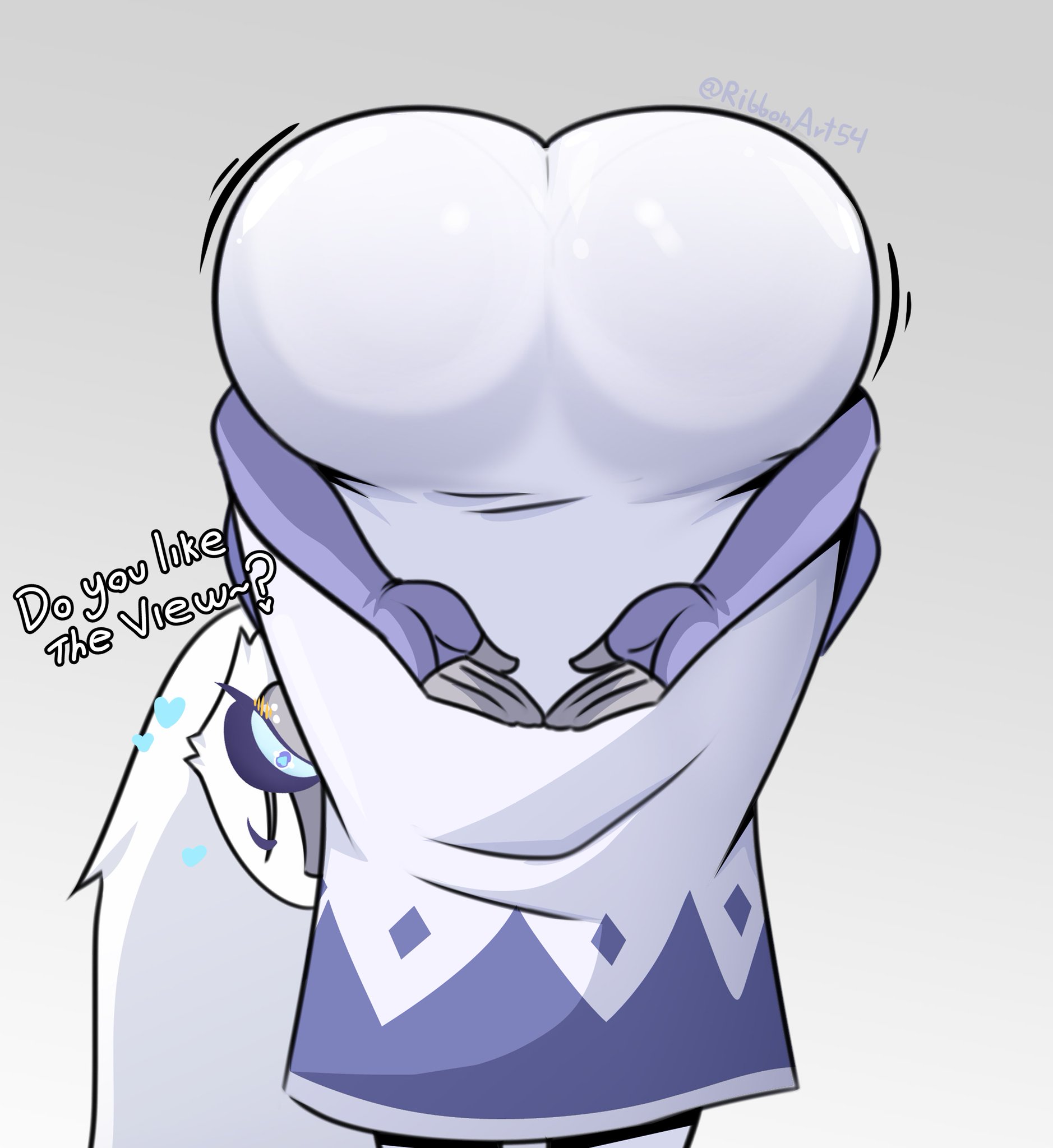 ass heart, bubble butt, clothing, dami ribbon, emily (hazbin hotel), hazbin hotel, hellaverse, tagme, tease