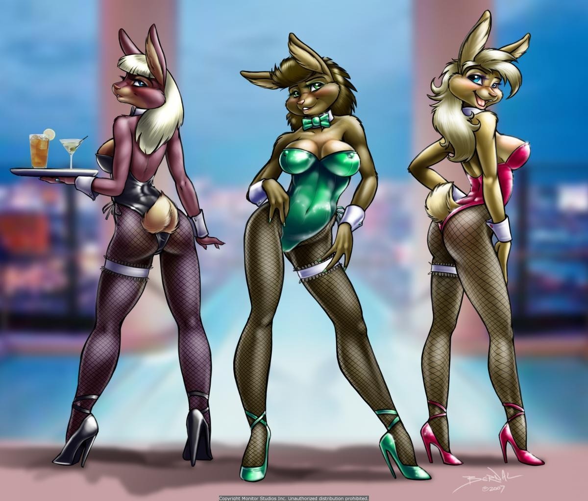 3girls bunny furry jeremy_bernal lingerie martini multiple_girls rabbit sexyfur suit