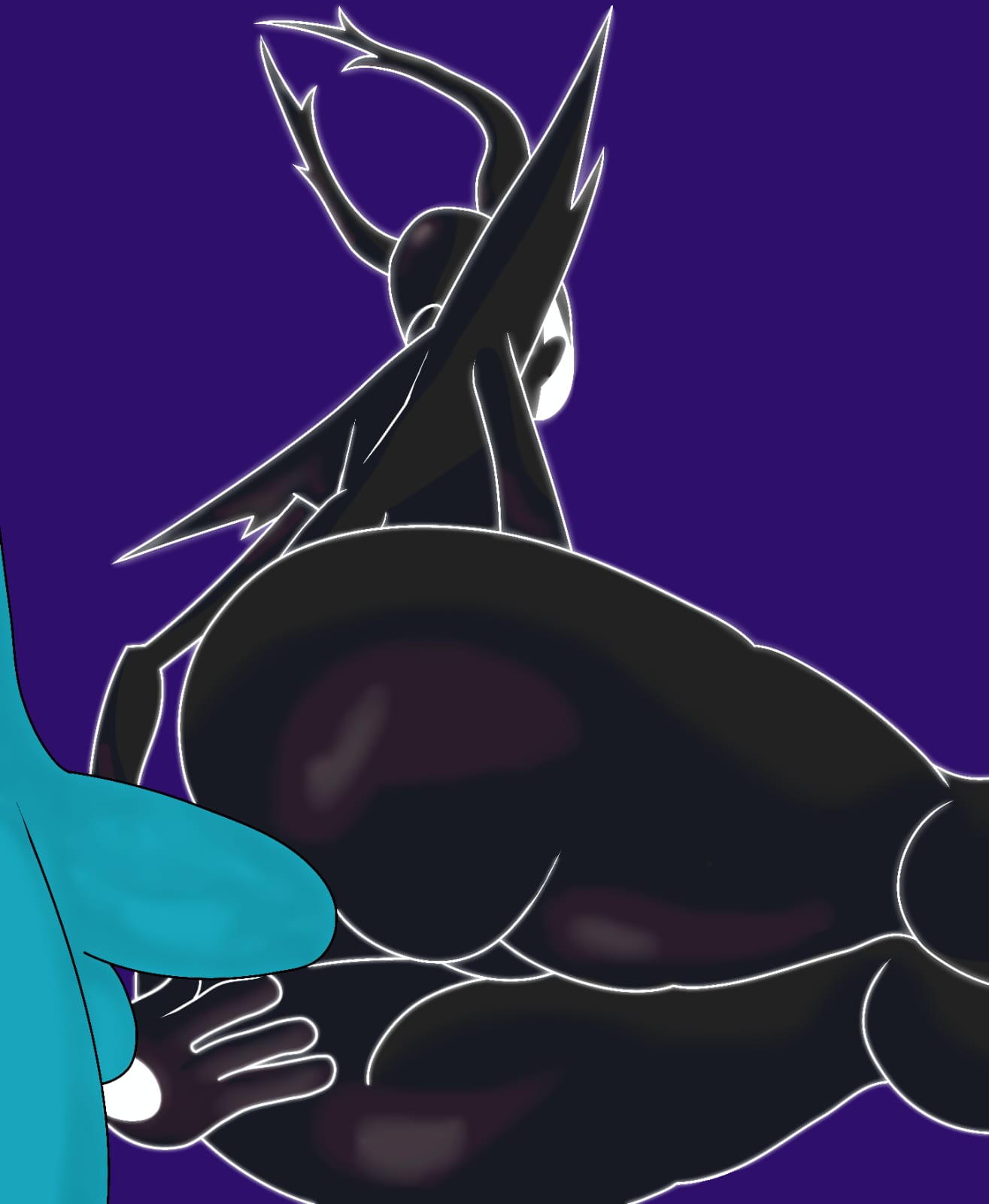 big ass, big breasts, big butt, big penis, blue penis, breasts, butt, deltarune, honklion, huge ass, humanoid, kris (deltarune), penetration, penis, roaring knight, shadow creature, simple background, tagme, thick thighs, thighs, undertale (series)