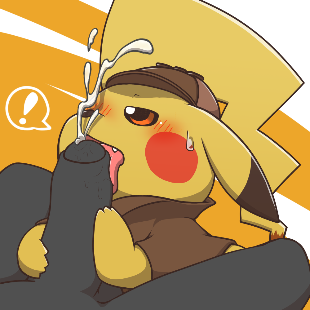 ! 2boys anthro blush brown_eyes close-up clothed clothing cock_worship cum cum_on_face cum_on_penis cumshot deerstalker deerstalker_hat detective detective_pikachu detective_pikachu_(series) ejaculation erection facial fangs fellatio female furry gay half-closed_eyes hat headwear human human_on_anthro humanoid_penis interspecies licking long_ears lying male male_only mammal mostly_nude nintendo nude on_back open_mouth oral orgasm penis pikachu pisho pokémon_(species) pokemon pokemon_detective_pikachu rodent saliva sex sharp_teeth shirt solo_focus sweat teeth testicles tongue tongue_out uncensored uncut video_games wet yaoi yellow_fur