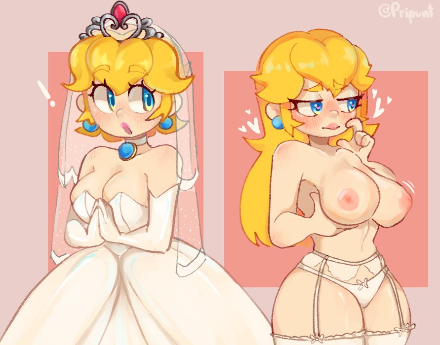 1girls, big breasts, big nipples, big thighs, big titties, blue eyes, breasts, clothing, curvaceous, curvaceous female, curvaceous figure, curvy, curvy figure, curvy hips, dress, female, female only, lenceria, lencerie, long hair, mario (series), nintendo, nipples, princess peach, pripunt, super mario bros., super mario odyssey, thigh highs, wedding dress, yellow hair