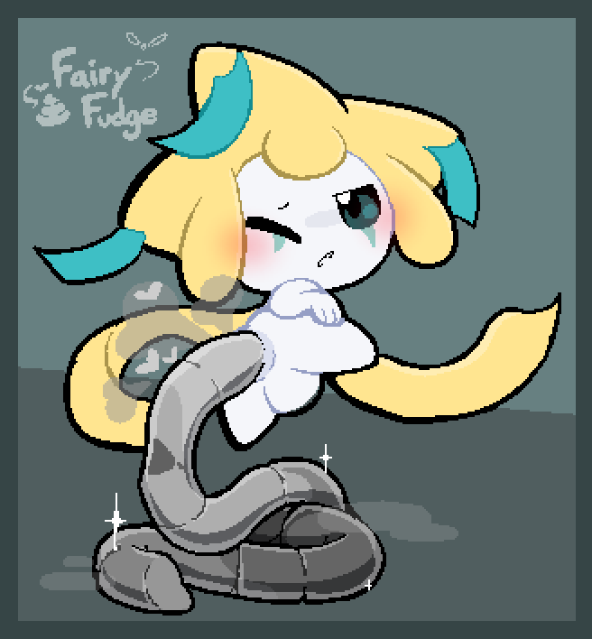ambiguous_gender anus ass blush digital_media_(artwork) fairyfudge feces feces_pile generation_3_pokemon heart_symbol jirachi legendary_pokemon looking_at_viewer looking_back looking_pleasured metallic_feces nintendo null_bulge one_eye_closed one_eye_half-closed open_mouth pokemon pokemon_(species) pooping_on_floor presenting presenting_anus presenting_hindquarters raised_leg rear_view ribbons_(anatomy) scat scatplay signature simple_background solo unusual_feces