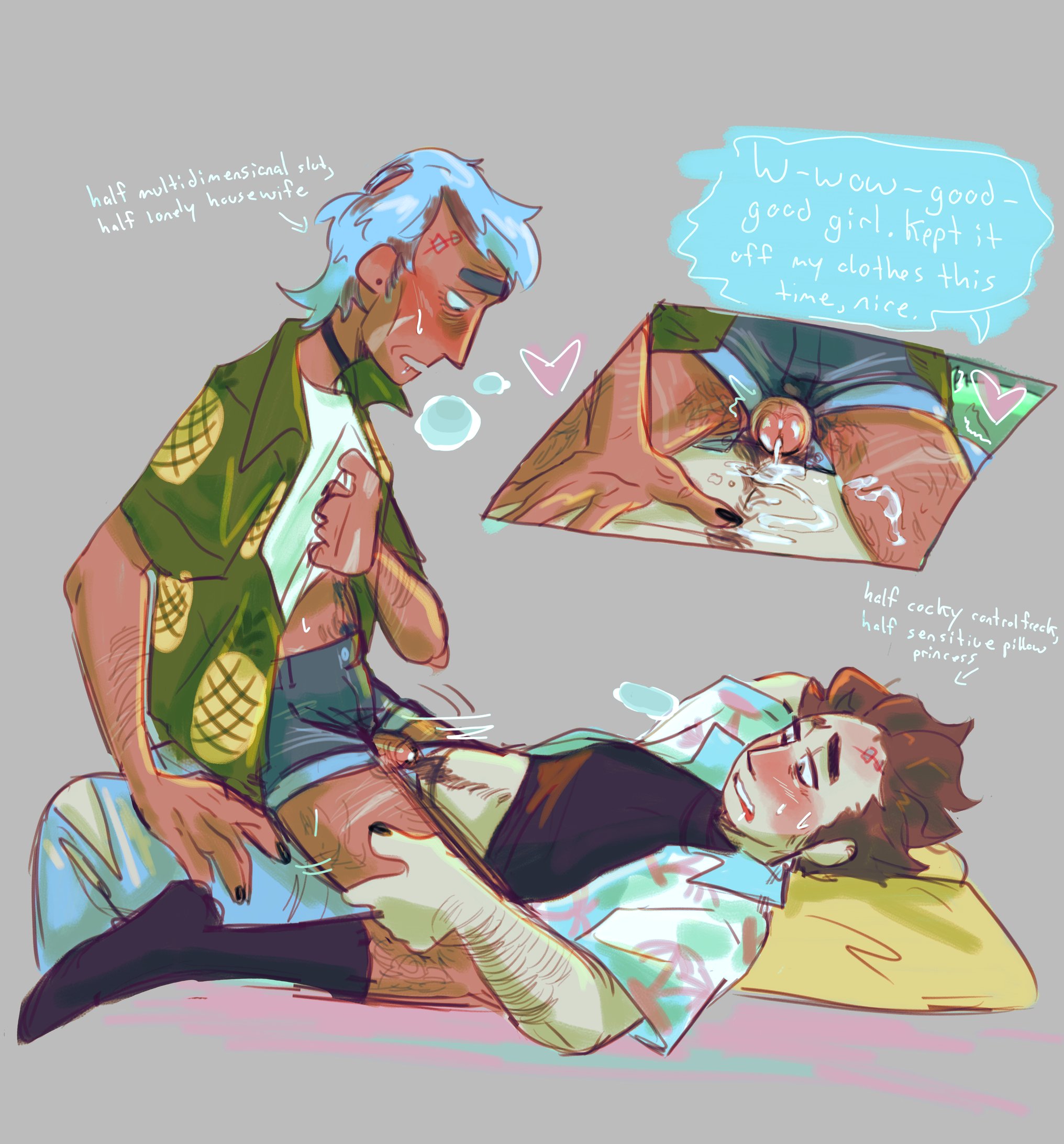cuntboy, dad bod, depriviolent, fully clothed, grinding through clothes, intercrural sex, intersex, jerry smith, rick and morty, rick sanchez, self harm scars, transmasc