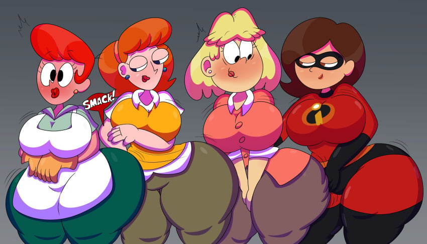 2d, 3barts, 4girls, ass, big ass, big breasts, black boots, boomerang (tv network), boots, breasts, cartoon network, crossover, dexter's laboratory, dexter's mom, disney, disney channel, disney xd, elastigirl, female, female only, gloves, hanna-barbera, helen parr, huge thighs, latex, latex gloves, linda flynn-fletcher, mature, mature female, milf, multiple females, multiple girls, nickelodeon, orange hair, phineas and ferb, pixar, rita loud, superheroine, tagme, the incredibles, the loud house, thick thighs, thigh boots, voluptuous, voluptuous female, yellow gloves