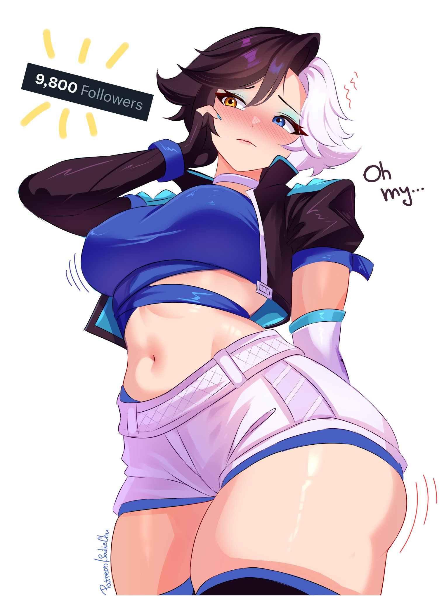 1girls, asian, asian female, ass, big ass, big breasts, blush, breasts, female, female only, korean, luna snow, luna snow (marvel rivals), marvel, marvel comics, marvel rivals, sailie, thick thighs