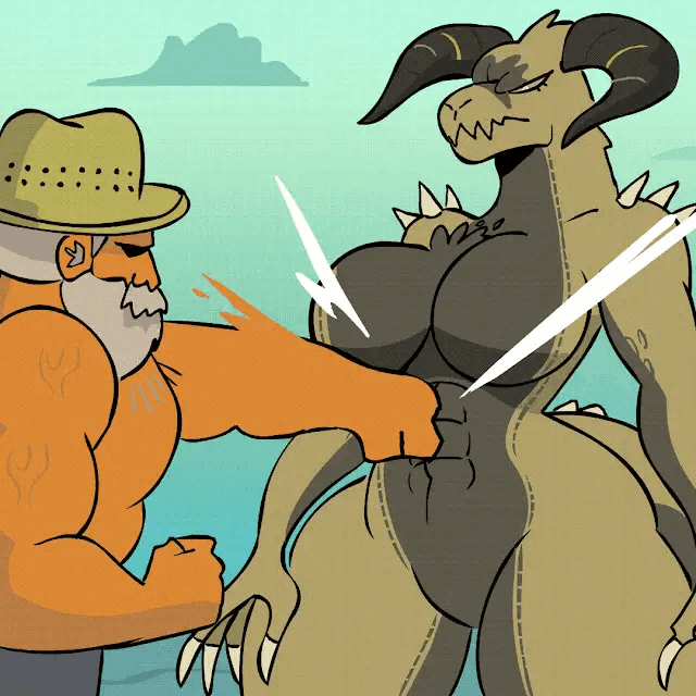 1:1, 1boy, 1girls, 2 frame animation, 2d animation, animated, annoyed, anthro, big breasts, breasts, claws, clothing, cloud, deathclaw, duo, easy pete, fallout, featureless breasts, featureless crotch, female, hat, headgear, headwear, horn, human, humor, impact lines, jackghigo, konami, larger female, male, male/female, mammal, meme, metal gear, microsoft, mister feelgood, muscular, muscular anthro, muscular female, muscular male, nude, parody, punch, scalie, size difference, standing here i realize, standing here meme, vein, veiny muscles