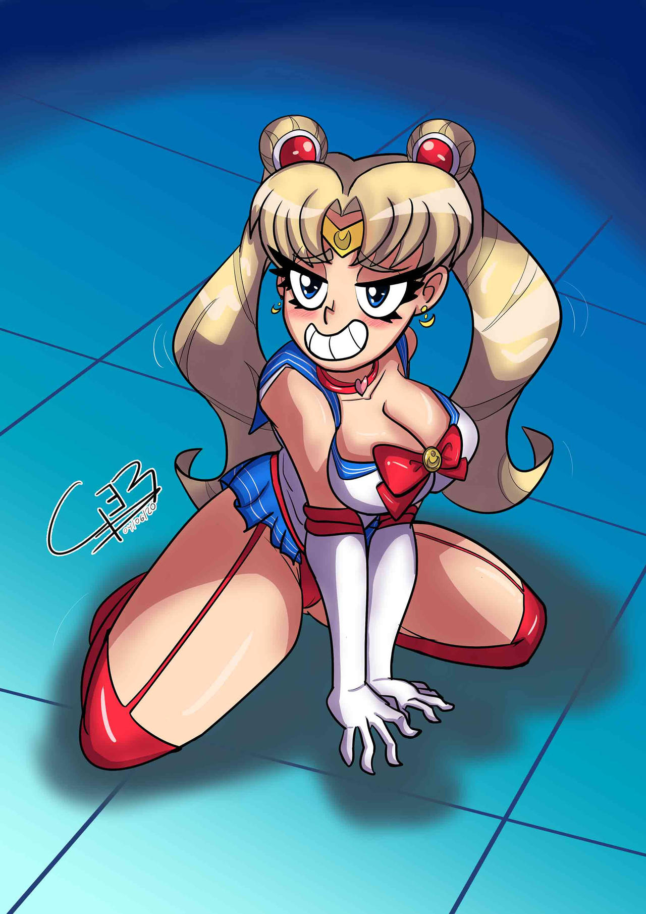 big_breasts bishoujo_senshi_sailor_moon blonde_hair gerjm looking_up sailor_moon school_uniform smile usagi_tsukino