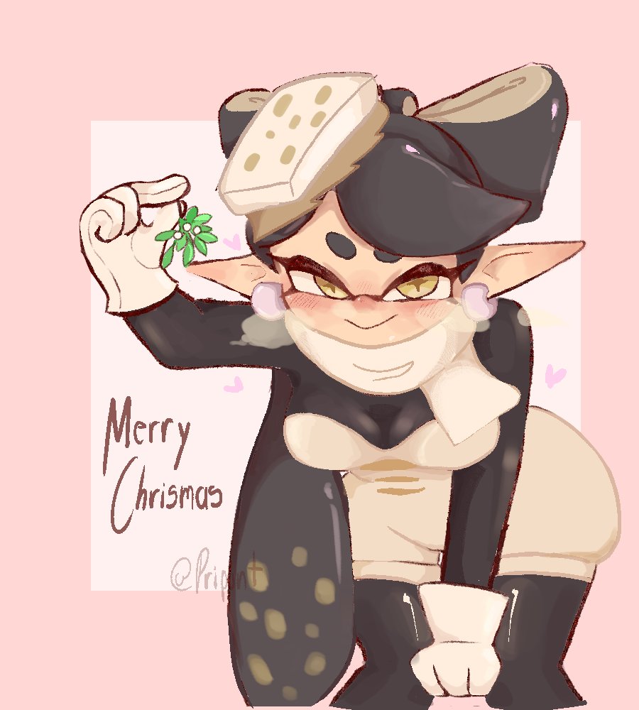 1girls, ass, big ass, big breasts, big butt, big thighs, big titties, blush, breasts, callie (frostyfest), callie (splatoon), christmas, christmas clothing, curvaceous, curvaceous female, curvaceous figure, curvy, curvy figure, curvy hips, female, female focus, female only, frostyfest outfit, gloves, hair, hair ornament, inkling, inkling girl, looking at viewer, nintendo, pointy ears, pripunt, splatfest, splatoon, splatoon (series), tentacle hair, white gloves, yellow eyes