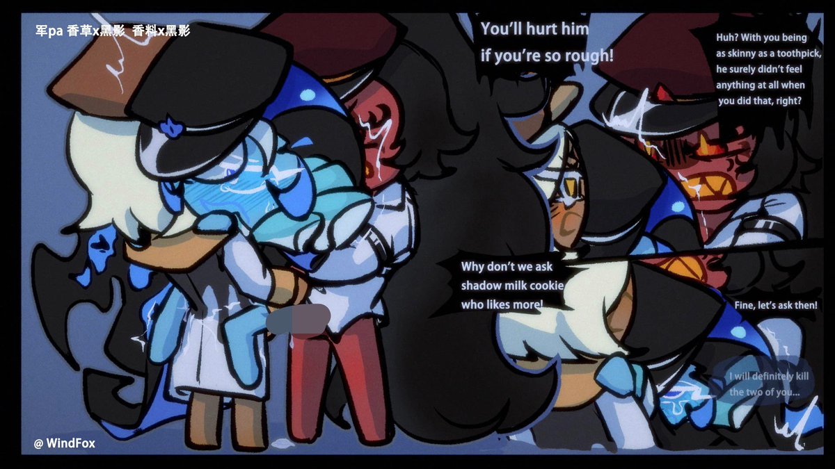 3boys, anal, anal sex, blush, blush lines, burning spice cookie, cookie run, cookie run kingdom, crying, crying with eyes open, cum, cuntboy, double penetration, male, pure vanilla cookie, pussy, shadow milk cookie, tears, threesome, vaginal penetration, vaginal sex